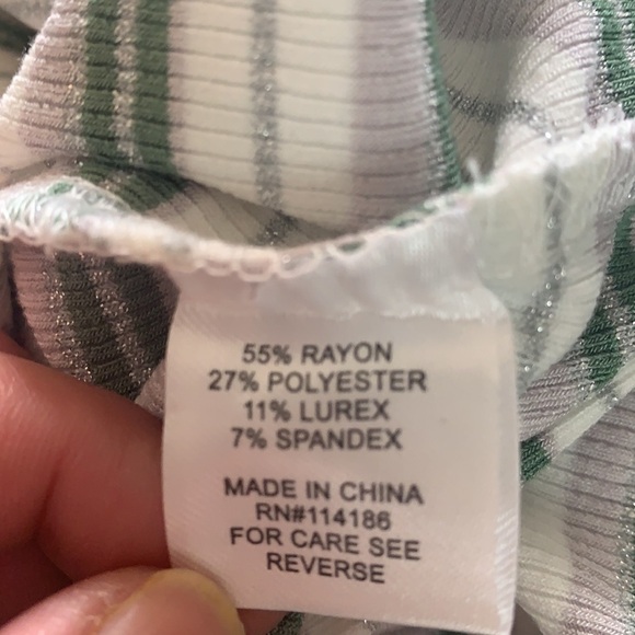 ellie white/green sleeveless striped tank top size L - Picture 9 of 11